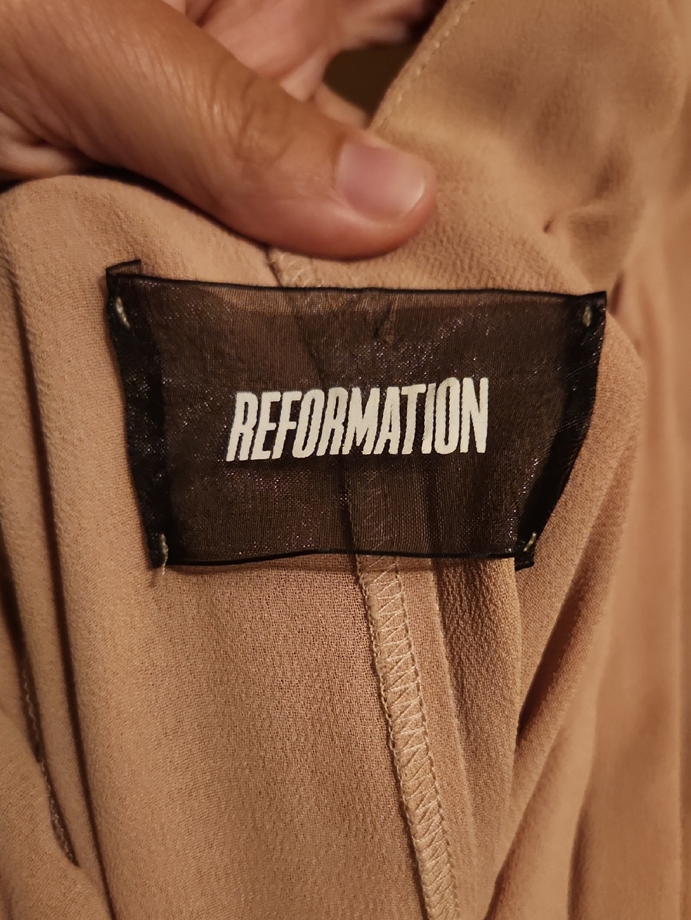 Reformation Tan Ruffle Deep-V Maxi Dress - Picture 2 of 6